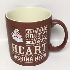Disney Parks GRUMPY DWARF Beats Heart of Dashing Hero Large Brown Coffee Mug Cup picture