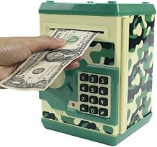 Cartoon Electronic Password Mini ATM Piggy Bank Cash Coin Can Camouflage Green picture