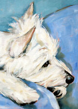 Westie MATTED Dog Print 4x6 Matted ACEO West Highland Terrier 