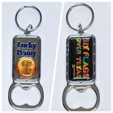 Six Flags Over Texas Lucky Penny Double Sided Keychain and Bottle Opener picture