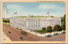 United States Treasury Building Washington DC Linen 1955 USA Vintage Postcard picture