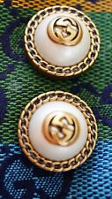 Set of 2 Auth    Gucci  BUTTONS  logo GG  17 mm 0.7 inch bronze pearls picture