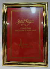 Vintage NOS Solid Brass Rectangle Picture Frame 5x7 Hand Polished Lacquer Coated picture