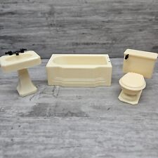 Vintage RENWAL White Tub and Sink Hard Plastic Dollhouse Lot T95 T96 picture