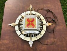 Vintage 1960's Lucky Lager Beer Lighted Motion Compass Rose Bar Sign Tavern Rare picture