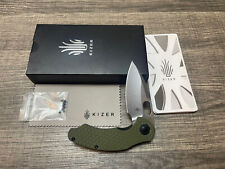 Kizer Cutlery Mini Roach Folding Knife, Olive Green Milled Handles V3477C1 picture