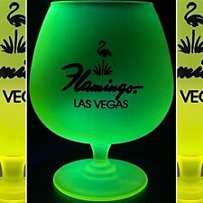 Flamingo Las Vegas Hotel Yellow Uranium Glass Goblet/Wine Glass USA 5.5
