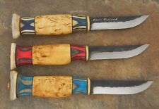 PUUKKO HUNTING KNIVES THREE (3) KNIFE SET ONE IS ETCHED 