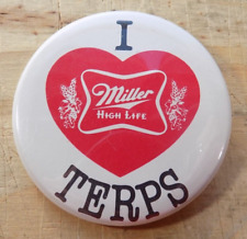 MILLER HIGH LIFE University of MARYLAND I LOVE TERPS Pinback Badge picture
