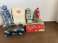 Three Fossil Christmas Ornaments 2 Robots & 1 Rocket picture