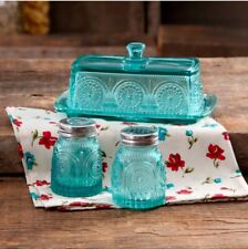 The Pioneer Woman Adeline Glass Butter Dish with Salt and Pepper Shaker Set picture