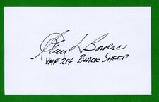 Glenn Bowers DEC. WWII USMC Fighter Pilot Black Sheep Sq. Signed 3x5 Card R0810 picture