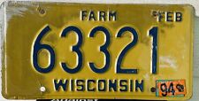 Wisconsin 1994 FARM License Plate # 63321 picture