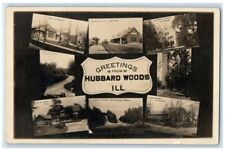1912 Greetings Hubbard Woods Mutiview Gym Church Depot IL RPPC Photo Postcard picture