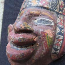 Terracotta Painted Small Mask in Wood Shadow Bow South American? 6