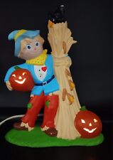 Vtg 70s  Halloween Light Up Scarecrow With Two Pumpkins picture