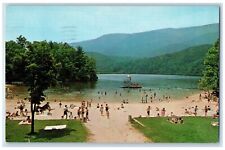 1964 Beach At Douthat State Park Near Clifton Forge Virginia VA Vintage Postcard picture