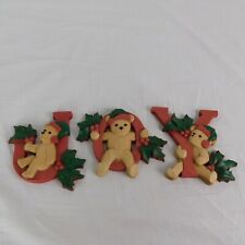 Homco 1054 Christmas Joy Bears Holly Wall Hanging Plaque Decor JOY 5