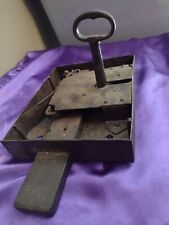 antique Solid steel  Prison Cell Key & Cell Block Lock? hand forged - rare picture