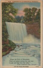 Minnehaha Falls Minneapolis Minnesota City Of Lakes Linen Vintage Post Card picture