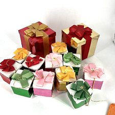 13 Vintage Styrofoam Foil Gift Box wrapped Presents Christmas Ornaments JAPAN picture