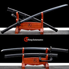 40''All Black Tachi 1095 Carbon Steel Battle Ready Japanese Samurai Katana Sword picture