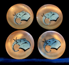 Annemarie Davidson Handcrafted Enamel Set of 4 Mini Elephant Plates 4 1/2