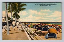 Fort Lauderdale FL-Florida, Colorful Fort Lauderdale Beach, Vintage Postcard picture