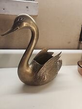 Vintage Brass Swan Planter 10.25