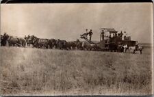 FARMING, Harvesting with HORSES & Tractor, Eastern OREGON Real Photo Postcard picture