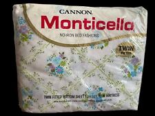 Vintage Cannon Monticello Floral Twin Fitted Sheet Cottagecore Colors 70s NOS picture