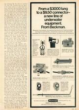 1970 Beckman Instruments PRINT AD Scuba Diver Underwater Equipment Electrolung picture