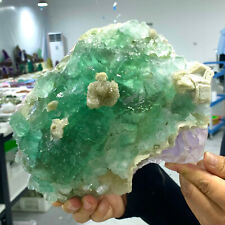 7.47LB Natural green cubic fluorite crystal cluster mineral sample picture