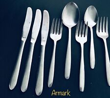 8 PC ARMARK KNIVES FORKS & SPOONS SET ROUNDED TIP STAINLESS FLATWARE VTG JAPAN picture