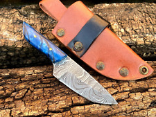 SHARDBLADE CUSTOM HAND FORGED DAMASCUS Steel Skinner EDC Neck Knife W/Sheath picture