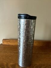 Starbucks 2012 Silver Hammered Stainless Steel Travel Tumbler 16oz Hot Cold picture