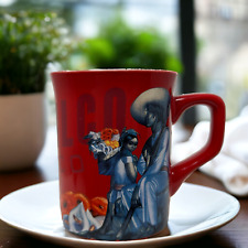 Nescafe Clasico Mexico Mug Coffee Cup Red Xochimilco Pictorial Mexican Folk  Art picture