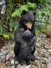 Black Bear Mom And Cub Hugging Resin Countryside Animal Statue New Ornament 12