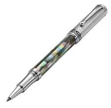 Xezo Maestro Rollerball Pen. Black Mother of Pearl, Chrome Plated. Handmade, LE picture