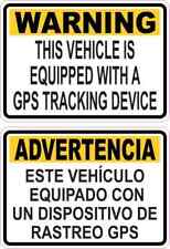 3.5in x 2.5in English Spanish Vehicle Equipped with GPS Tracking Stickers Decals picture