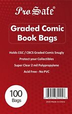 100 PRO SAFE Perfect Fit Graded Comic Book Bags For CGC CBCS -  picture