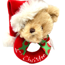 Bearington Babys 1st Christmas Bear Mini Plush Soft Rattle Ring Stuffed Animal picture