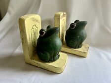 Vintage Pair Of Foreside Children’s Carved Wood Frog Bookends picture