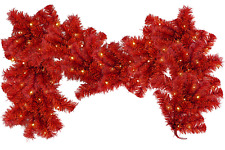 Pre-Lit Crimson Red Christmas Garland - New Years Celebrations Parties Wedding - picture