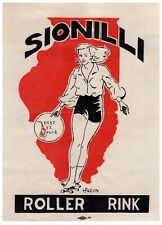 Vintage Artist Signed Roller Skating Rink Sticker Sionilli East St. Louis MO rs3 picture