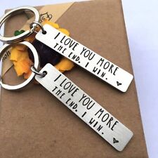2 x Stainless Steel I Love You More The End I Win Keychain Couples Creative Gift picture