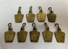 Vintage Vaccinated Against Rabies Mulford Used Brass Tags Lot of 9 picture