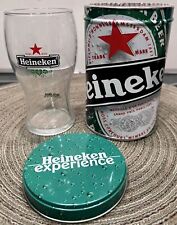 Heineken Experience Amsterdam Drinking Glass & Metal Can in Fantastic Condition picture