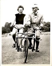 GA106 1953 Orig United Press Photo ON A BICYCLE BUILT FOR 2 SIDE-BY-SIDE TANDEM picture
