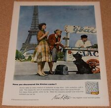 1959 Print Ad Kotex napkin women look of confidence Paris Eifel Tower man dog picture